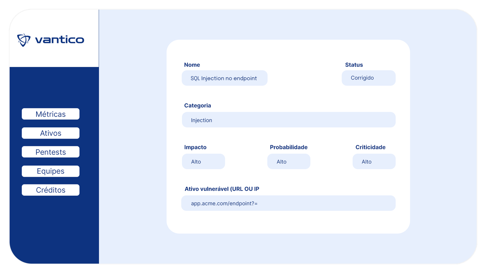 Pentest as a service - Plataforma Vantico - Sumário