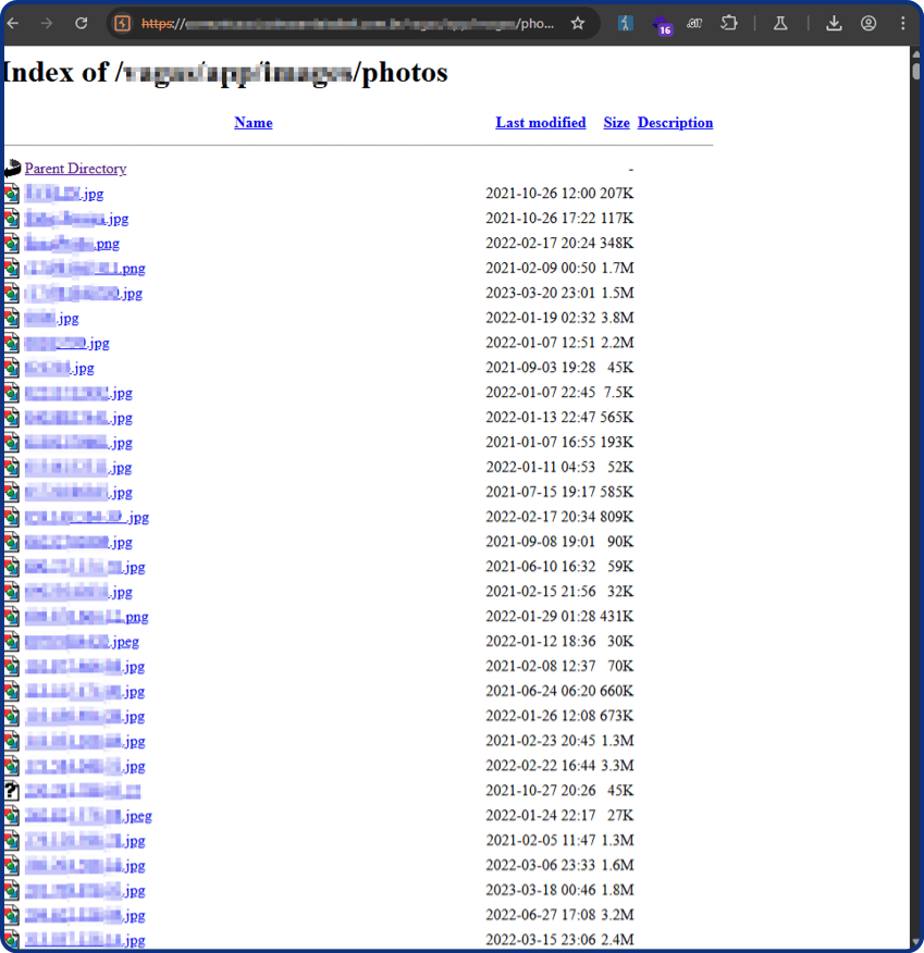 Vulnerabilidade “Divulgação de dados pessoais por listagem de diretórios”