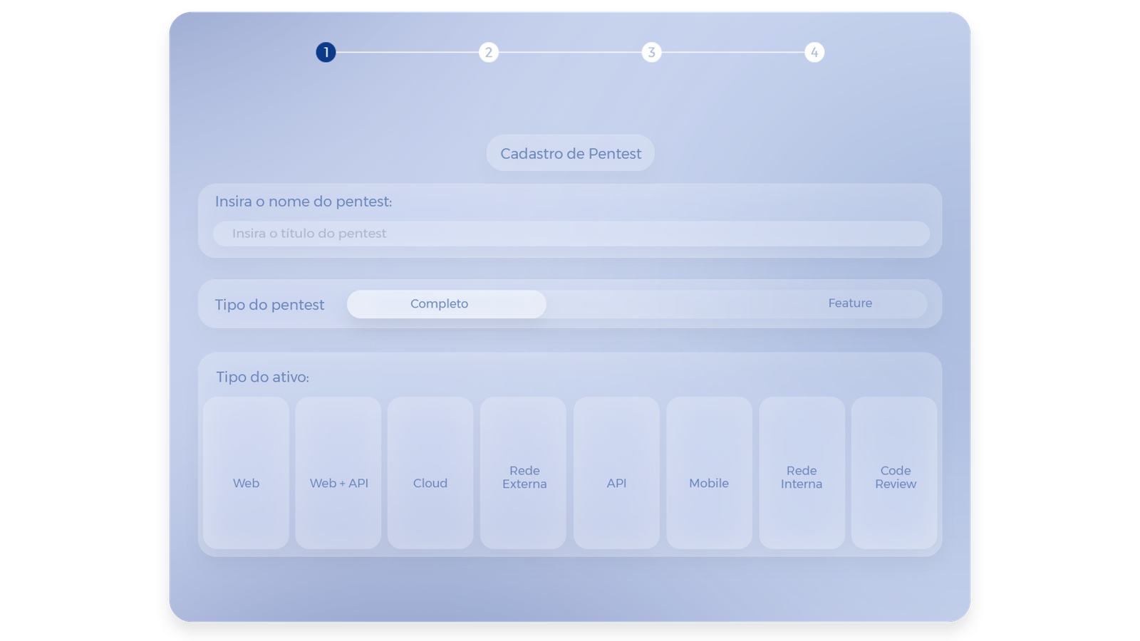 Tela de Cadastro de Pentests - Vantico