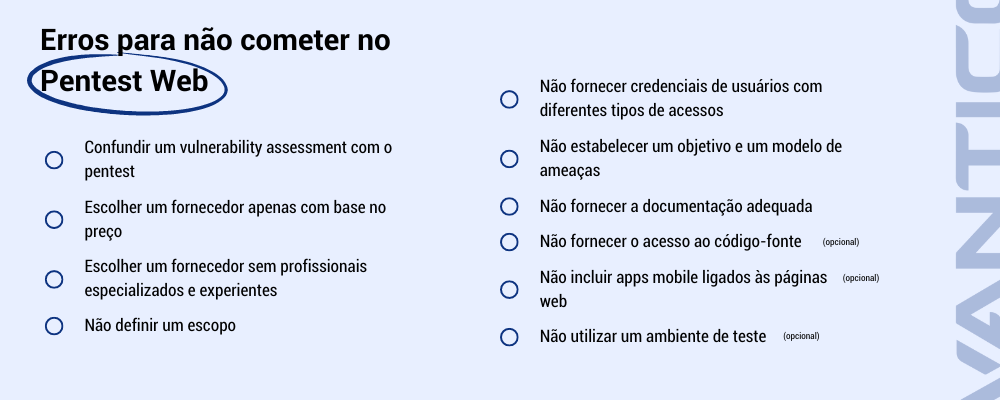 Erros para não cometer no Pentest Web